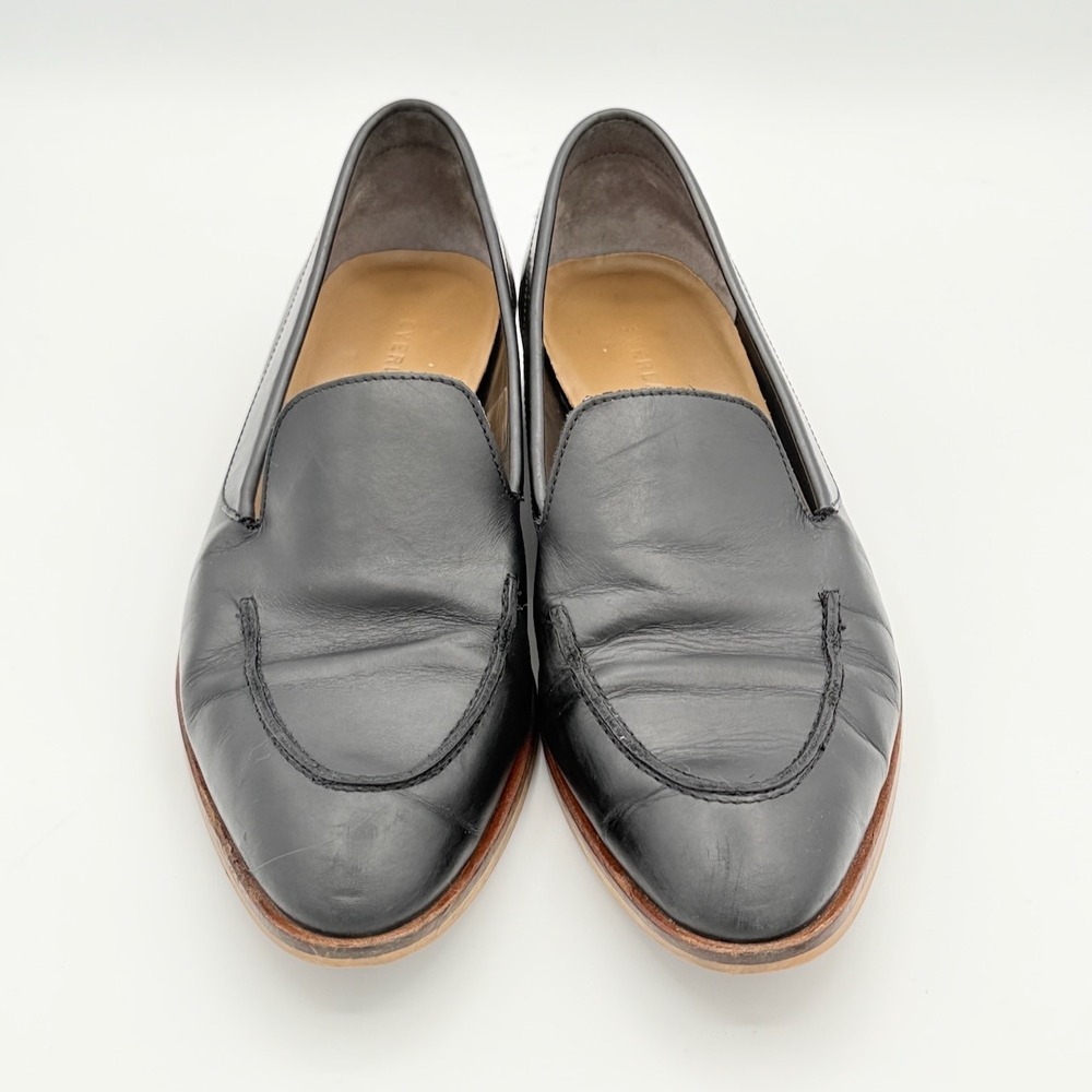 Everlane Womens Modern Loafer 8.5 Black Leather Pointed Toe Italian Minimalist - Picture 3 of 10